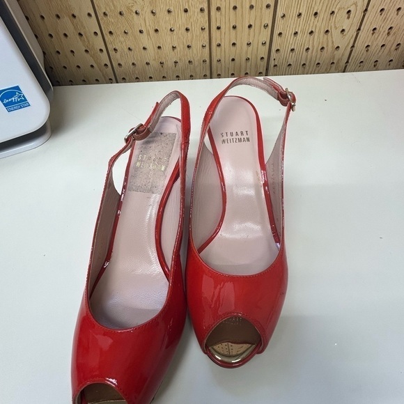 Stuart Weitzman Red Peep Toe Heels - Picture 2 of 5